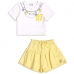 CONJUNTO BLUSA OFF WHITE E SHORTS MOLETINHO