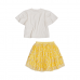 CONJUNTO BLUSA E SAIA TULE AMARELO MARGARIDAS