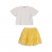 CONJUNTO BLUSA E SAIA TULE AMARELO MARGARIDAS