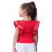 Blusa Mini Momi Vermelha Canelada com Babados J5918