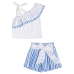 Conjunto Momi Blusa Listrada e Short Branco H5724