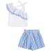 Conjunto Momi Blusa Listrada e Short Branco H5724