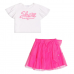 Conjunto Momi Blusa e Saia de Tule Rosa com glitter H5711