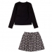 Conjunto Momi Manga Longa Preta e Saia H6088