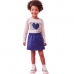 Conjunto Momi Blusa ML Bege e Saia Shorts Marinho J6476
