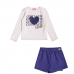 Conjunto Momi Blusa ML Bege e Saia Shorts Marinho J6476