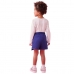 Conjunto Momi Blusa ML Bege e Saia Shorts Marinho J6476