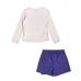 Conjunto Momi Blusa ML Bege e Saia Shorts Marinho J6476