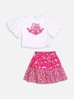 CONJUNTO COM SAIA FLORAL PINK