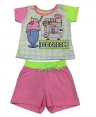 Conjunto Blusa Meia Malha Ice e Shorts Cotton