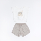 Conjunto Blusa em Cotton e Short Sarja/Linho 