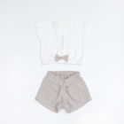 Conjunto Blusa em Cotton e Short Sarja/Linho 