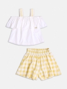 CONJUNTO BATA E SHORTS XADREZ AMARELO