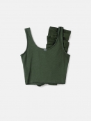 CROPPED MALHA COM BABADO VERDE MILITAR